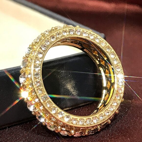 💎Eternity Band 18K Gold Plated Cubic Zircon EngagementRings for Women,UNVN12364 - Picture 6 of 6
